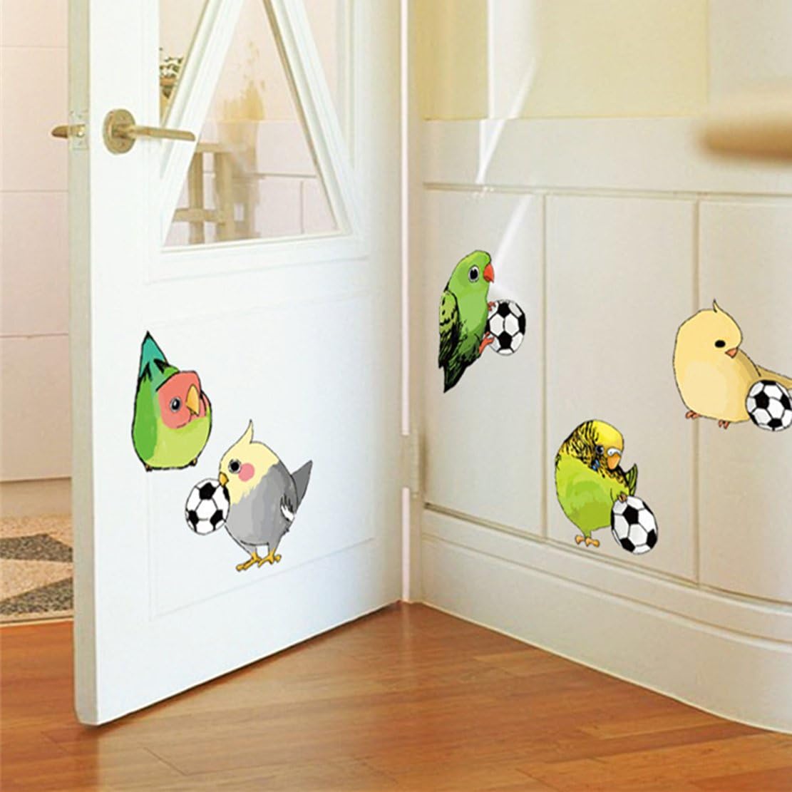 Interior color sticker "Parrots and a soccer ball" size 50x70 cm mj7015
