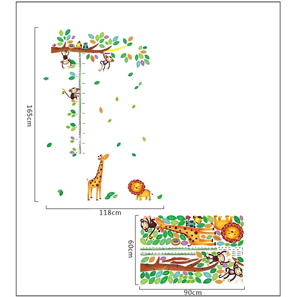 TOYMYTOY Height Measuring Tree Wall Sticker Removable Animal Growth Chart Han0ding Ruler Wall Decal Kids Nursery Wall Sticker  size 60x90 nc037