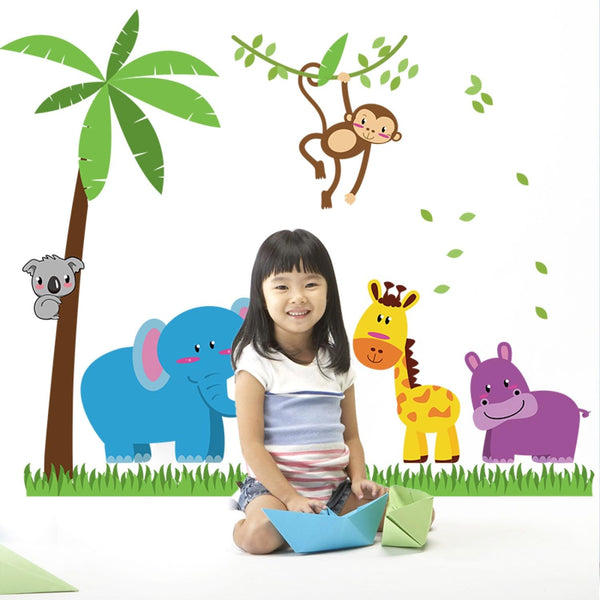 Cortina Elephants And Monkey Self Adhesive Wall Sticker - BI-SK9039