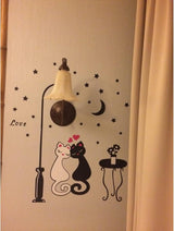Cat Wall Sticker For Kids Room Lamp and Butterflies Stickers Decor Decals DM570099