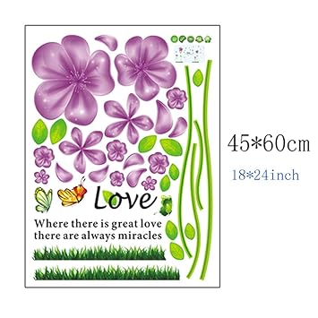 Wall Decal Love Flowers Butterflies English Letters Home Sticker Paper Removable Living Dinning Room Bedroom Art Picture Murals DIY Stick Girls Boys Kids Nursery Baby Decoration size 45x60 ay650b