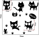 fashionbeautybuy Loverly Cats Wall Sticker House Decal Removable Living Room Wallpaper Bedroom Kitchen Art Picture PVC Murals Sticks Window size 50x60  nc6013