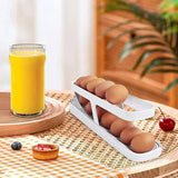 2 Tier Automatic Rolling Egg Holder for Refrigerator, Fridge Egg Dispenser Tray & Kitchen Egg Storage Rack