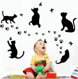 5 Pcs Black Cat Stickers Paw Patrol Party Wall Decal Butterfly Wall Decor, Removable Art Vinyl Door Decal Wallpaper for Family Bedroom Living Room Home Decorations size  30x60cm Nc1041
