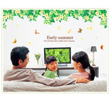ABQ9701 Green Leaves and Butterfly stickers for walls of home, wall sticker for living room, wall stickers