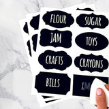 Self-Adhesive Labels, Black, Blackboard Stickers, Waterproof Labels Self-Adhesive with Erasable Chalk Marker, Labelling Stickers for Jars,  for Kitchen Spice Jars, Jams etc.