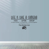 Wall Sticker, Art Life is Like a Camera Wall Stickers Decals, Vinyl Decal Photography Quote Motivational Removable Wall Decor for Bedroom Living Room, size  30x50 dzr20002