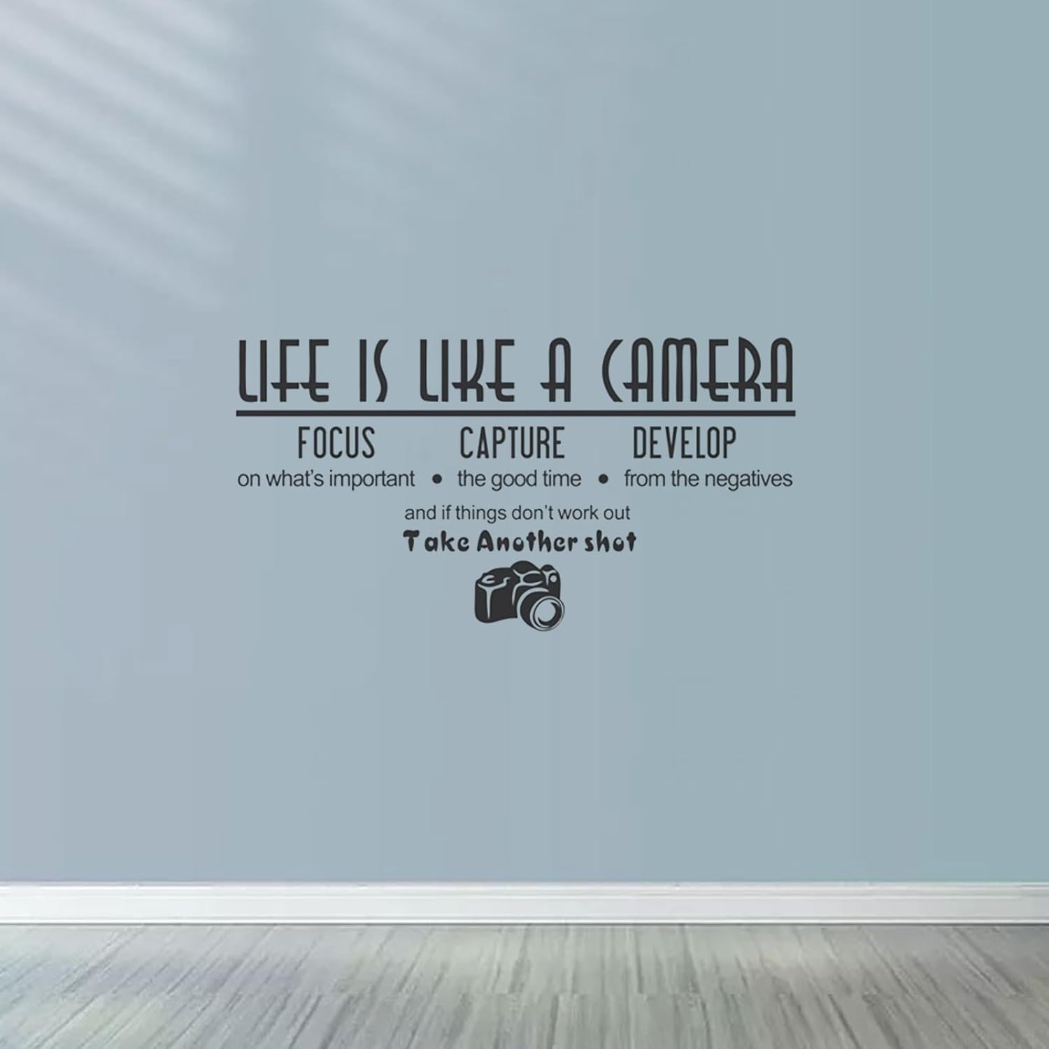 Wall Sticker, Art Life is Like a Camera Wall Stickers Decals, Vinyl Decal Photography Quote Motivational Removable Wall Decor for Bedroom Living Room, size  30x50 dzr20002
