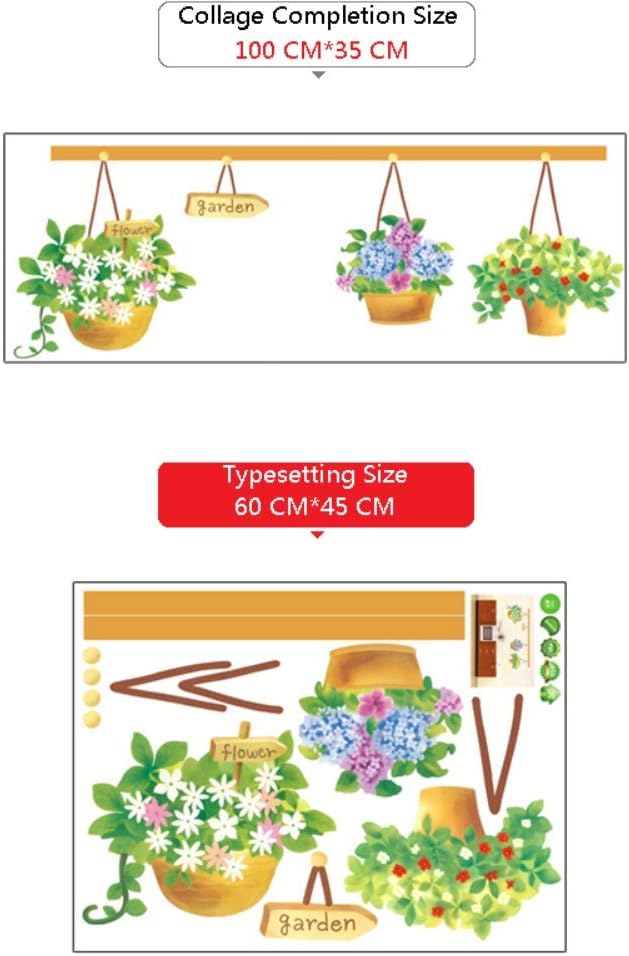 Wall Stickers Corridor Living Room Bedroom Background Wall Decoration Potted Flower Basket Flower Plant size 45x60 ay620