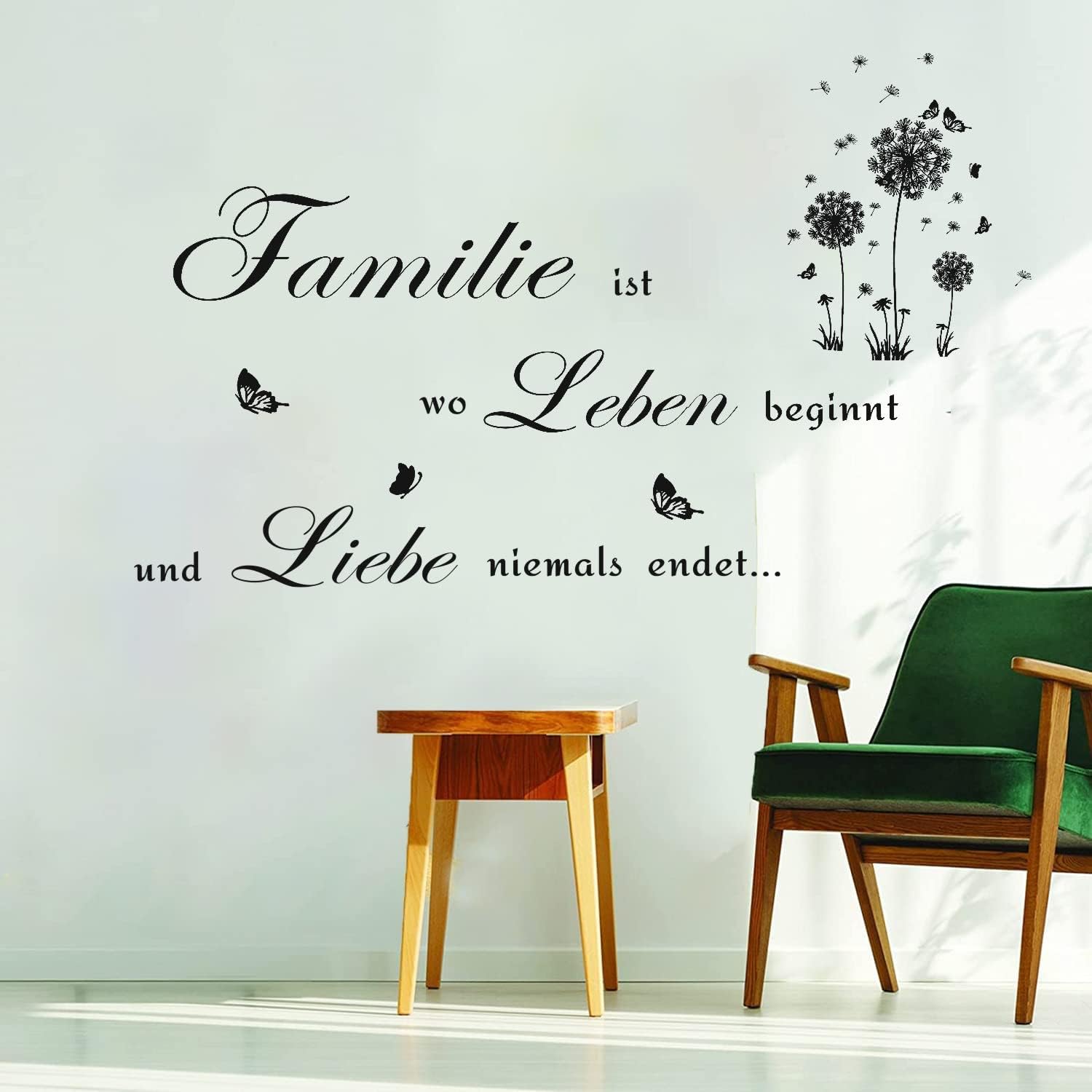 Family Quotes Wall Sticker, Wall Tattoo Sayings Quotes Family, Dandelion Black Wall Sticker, Family Saying, Sticker for Living Room, Bedroom, Wall Sticker Quotes Inspirational Black Decoration size 30x60cm nc1048