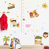 BEST OF BEST Beach Party Height Measurement Wall Sticker Home Decal Removable PVC Murals Wallpaper Girls Boys Kids Baby Nursery Bedroom Living Room Bathroom Kitchen Window Playroom Decor size 60x90  hm92004