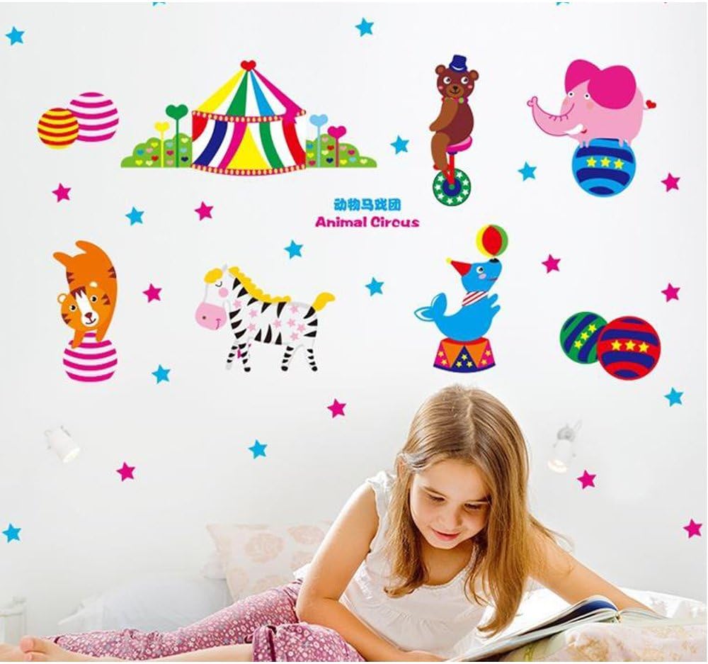 Best Of Best - calcomanía decorativo para pared, diseño de estrellas de circo de animales, extraíble, PVC, murales de papel pintado para niñas, niños, cuarto de estar, baño, cocina, sala de juegos, decoración size 30x45 xl3047