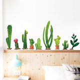 Xh9312 Green Cactus Potted Plant Wall Decal, Nature Tropical Leaf Wall Sticker for Kids, DILIBRA Removable DIY Art Murals Wall Decor for Bedroom Living Room Nursery Bathroom Home Decoration