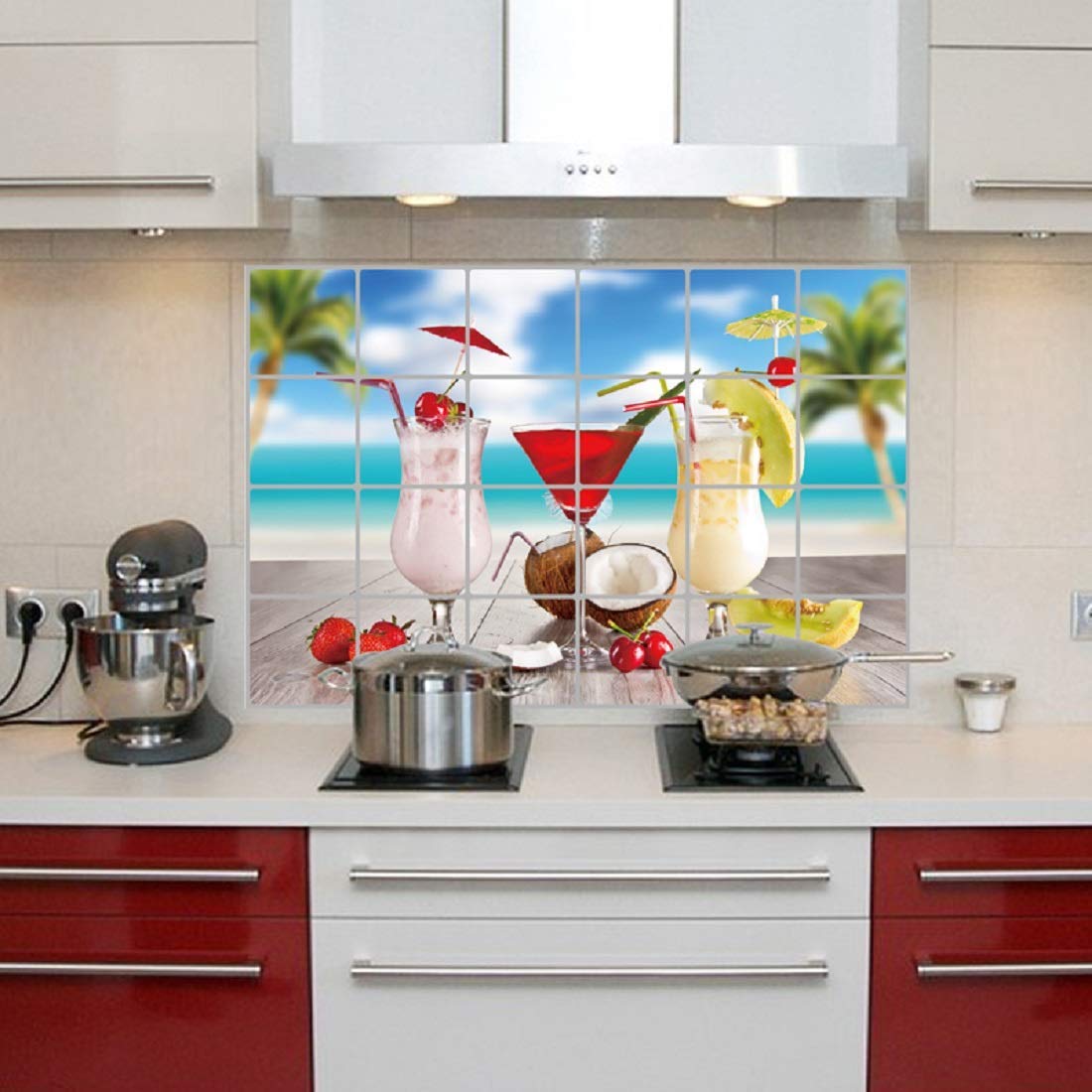 Kitchen Oil Proof Wall Sticker Heat Resistant Waterproof Self Adhesive Backsplash Cover for Kitchen Wall Protection