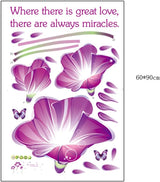 Purple Lily Flowers Butterflies English Letters Wall Sticker House Decal Removable Living Room Wallpaper size 60x90  ay9167