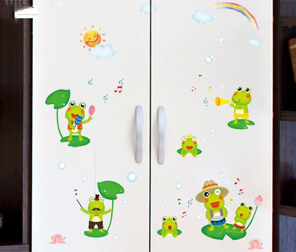 Fange DIY Removable Happy Frog Cartoon Art Mural Vinyl Waterproof Wall Stickers Kids Room Decor Nursery Decal Sticker Wallpaper  size 20x40cm  xy3016
