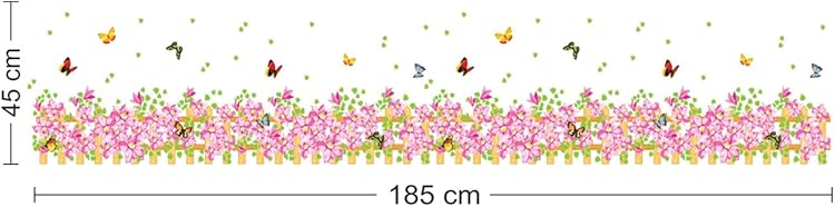 Amazon Brand - Solimo Wall Sticker for Living Room (Floral Fence, Ideal Wall,stick size 50x7. dm570160