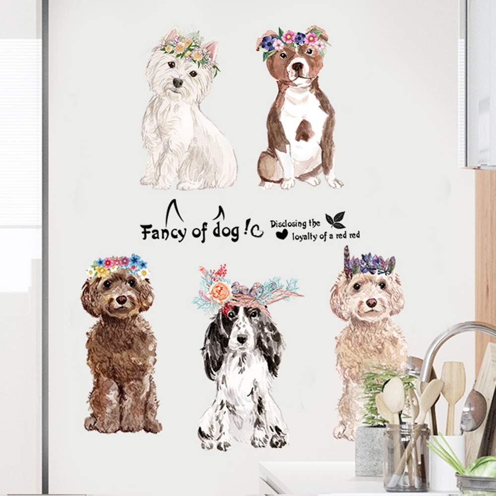huangliao Fancy of Dog Wall Stickers Wall Decor for Bedroom Living Room Removable Vinyl Art Mural Decals for Girls Boys size 60x90 xl8359  kids Sticker