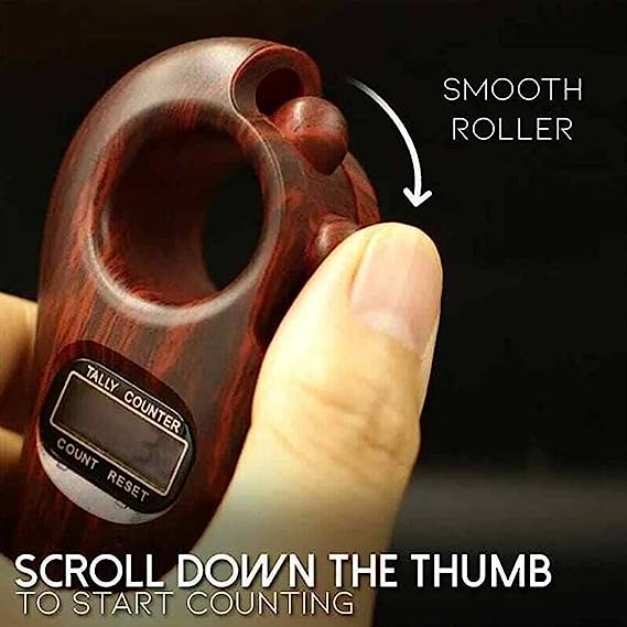 Digital Counter with Qibla Compass and Rotating Prayer Beads Portable Finger Tasbeeh Japa (random color)