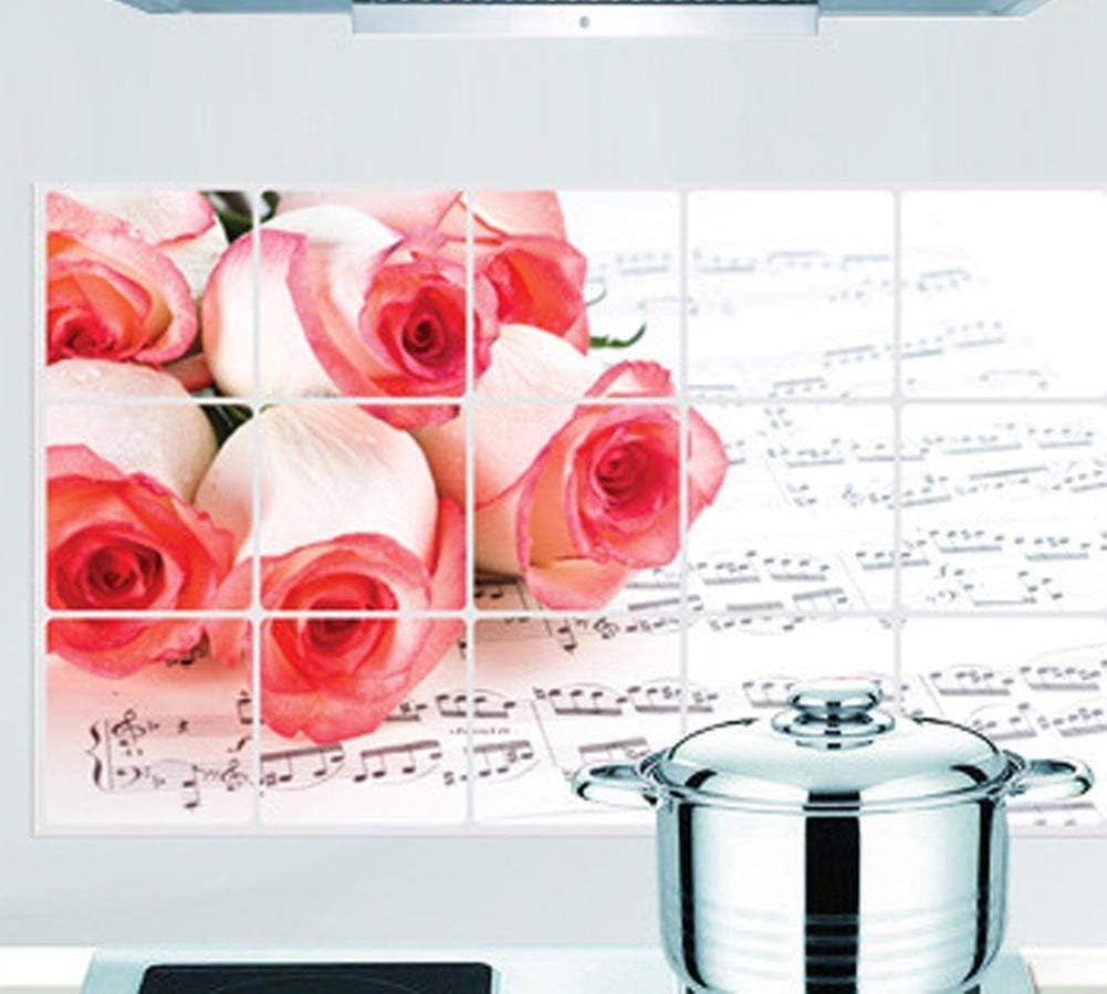 Kitchen Oil Proof Wall Sticker Heat Resistant Waterproof Self Adhesive Backsplash Cover for Kitchen Wall Protection