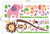 Walplus Wall Stickers Nursery "Huge Elephant Animal Lion Giraffe Monkey" Mural Vinyl Home Decoration DIY Décor Wallpaper Children Kids Room Gift, Multi-Colour