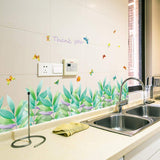Wall Papers Green Leaves Baseboard Bathroom Kitchen Cupboard Decor Grass Plants Skirting Line Wall Stickers Decals size 50x70 sk7129