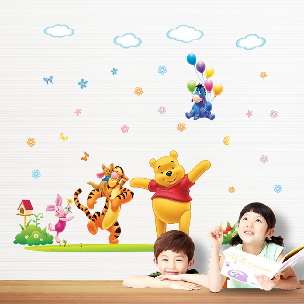 Gadfly- Flying Donkey and Winnie the Pooh Peel & Stick Nursery/baby Wall Sticker  size 60x90 dlx131l