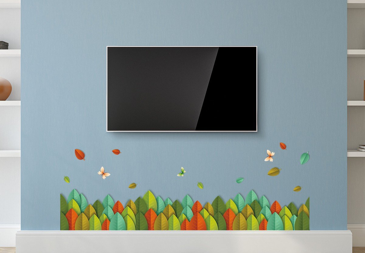 Amazon Brand - Solimo Wall Sticker for Living Room (Leafy Fence, Ideal size 50x70 xls7148