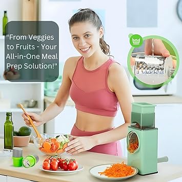Vegetable Cutter Multifunctional Manual Rotary Cheese Grater Shredder - Wider Hopper Round Mandolin Drum Slicer Cutter for Kitchen (random color )