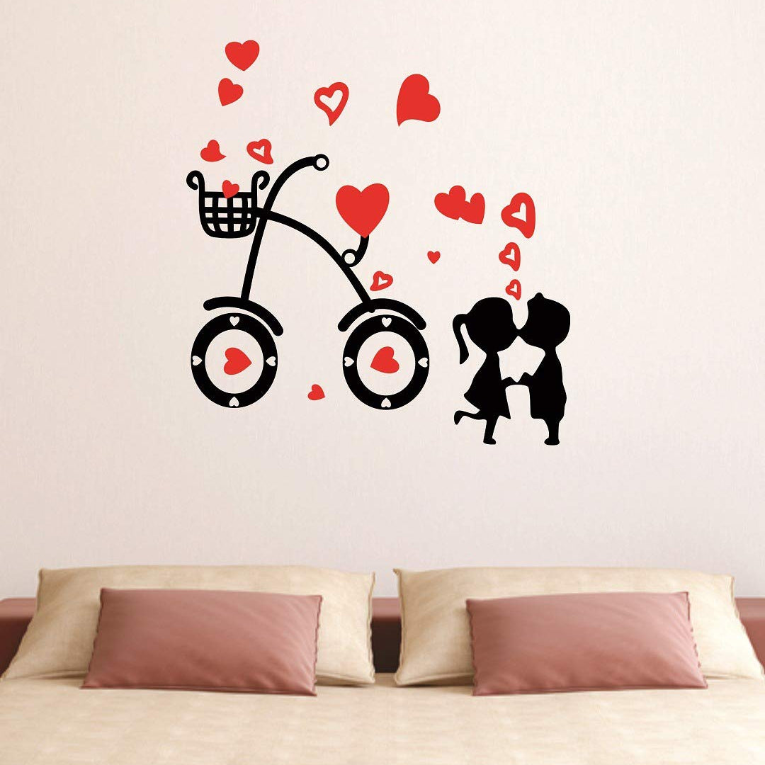 woopme Romantic Heart Cycle Wall Stickers Lovers Gift Living Room Bedroom Wedding Room Home Office Vinyl Printed Decal Stickers size 80 X 85 Cms dm350016