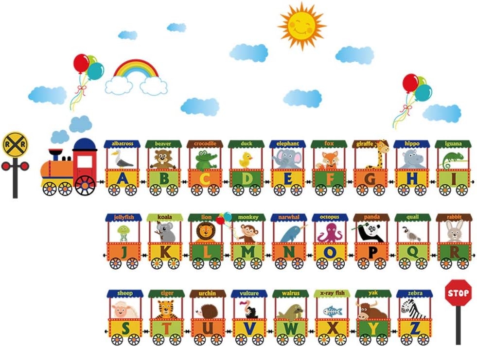 Wall Stickers English Letters Train Kindergarten Classroom Cartoon Sofa Background Wall Children's Room Decoration sk9178