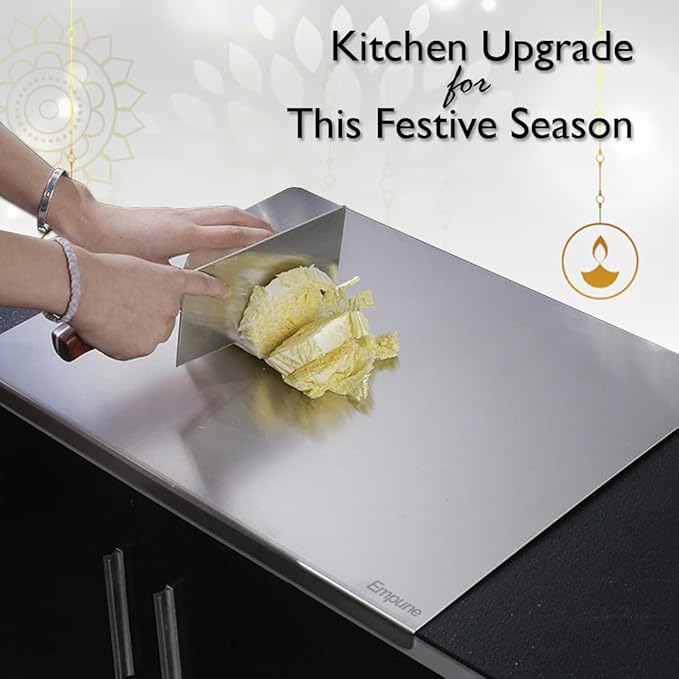 Stainless Steel Cutting Board! 🔪✨   Durable, hygienic, and easy to clean—perfect for all your chopping needs. A must-have for any chef! - Size: 41x33Cm