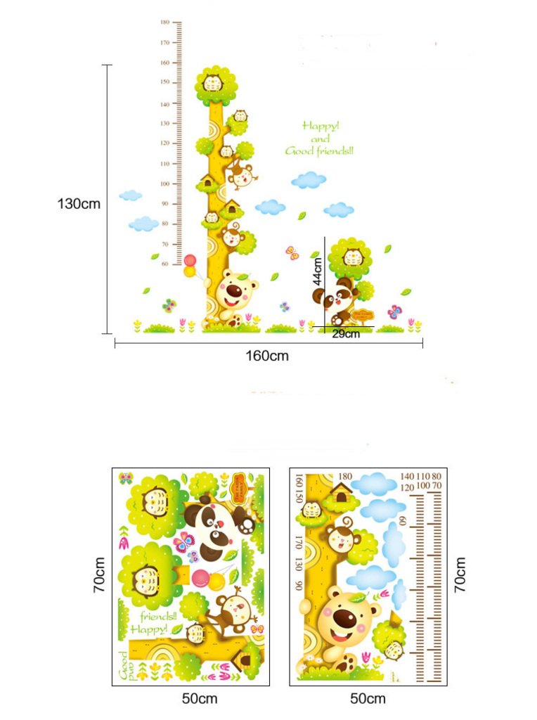 Decals Design 'Happy and Good Friends Height Chart' Wall Sticker size 50x70 xy8116ab