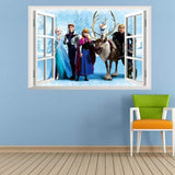 Frozen ElLsa Anna Olaf Kristoff Sven Hans 3D Window Wall Poster, Wallpaper, Wall Sticker Home Decor Stickers for bedrooms, Living Room, Hall, Kids Room, Play Room LM6006 Size: 45x60