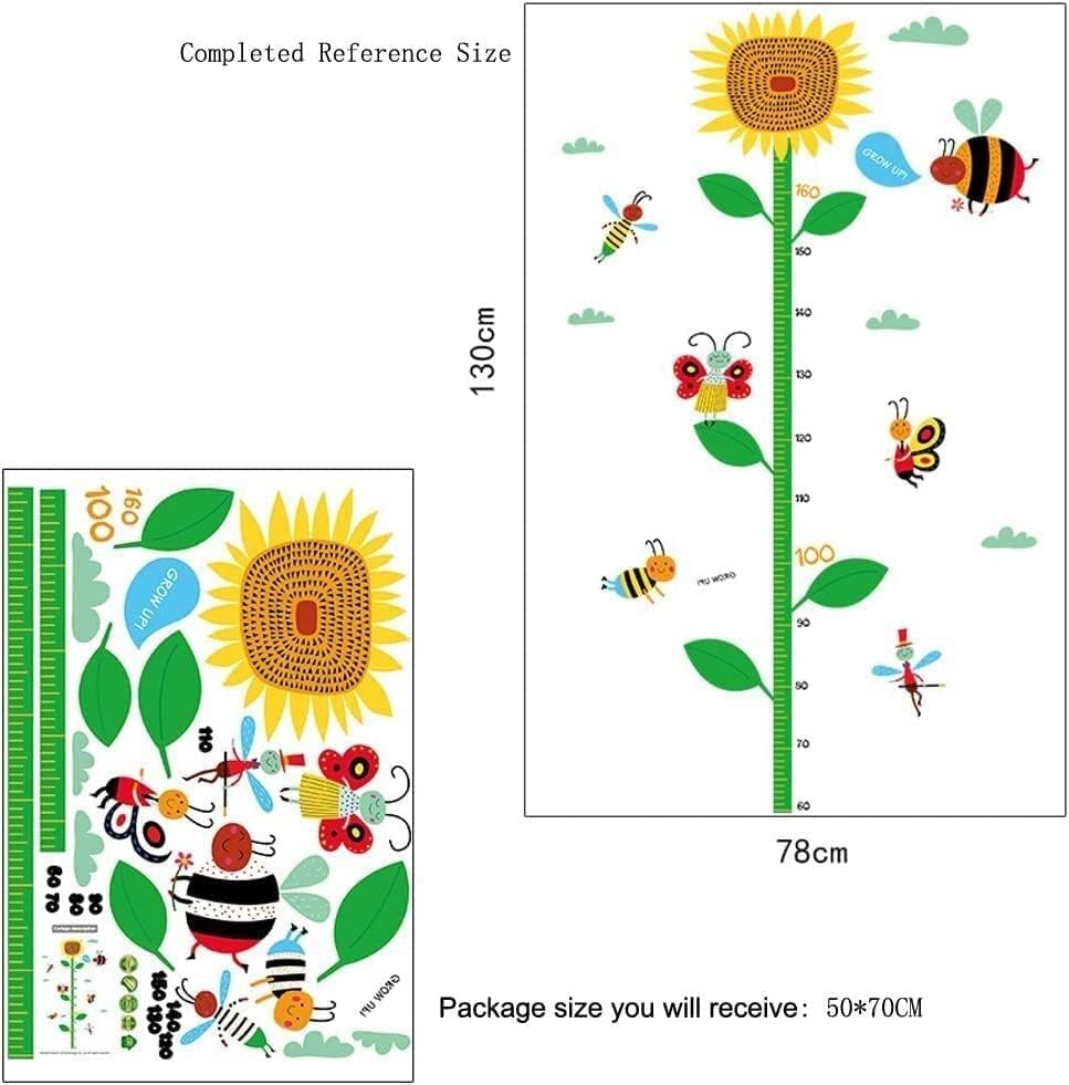 Measuring Ruler for Hanging on the Wall, Height Chart for Children, Sunflower, Measuring Chart for Children's Size Growth, Wall Art Stickers for Children's Room, Nursery Background, Removable size 50x70 sk7059