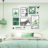 HEUREKA Green Plant with Zebra Design Peel and Stick Self Adhesive Wall Sticker (60 CM X 90 CM)