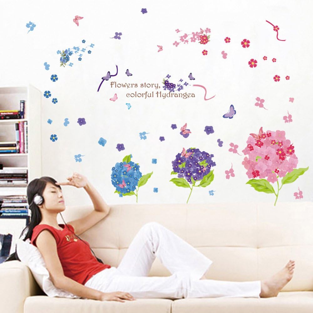 Romantic flower and butterfly design wall stickers, cartoon animals, removable heart-shaped wallpaper, home decor, PVC art mural, for babies size 50x70 xls7201