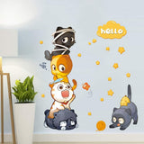 Cartoon Animals Wall Stickers DIY Children Mural Decals for Kids Rooms Baby Bedroom Wardrobe Door Decoration (Hello) size 60x90  xh9314