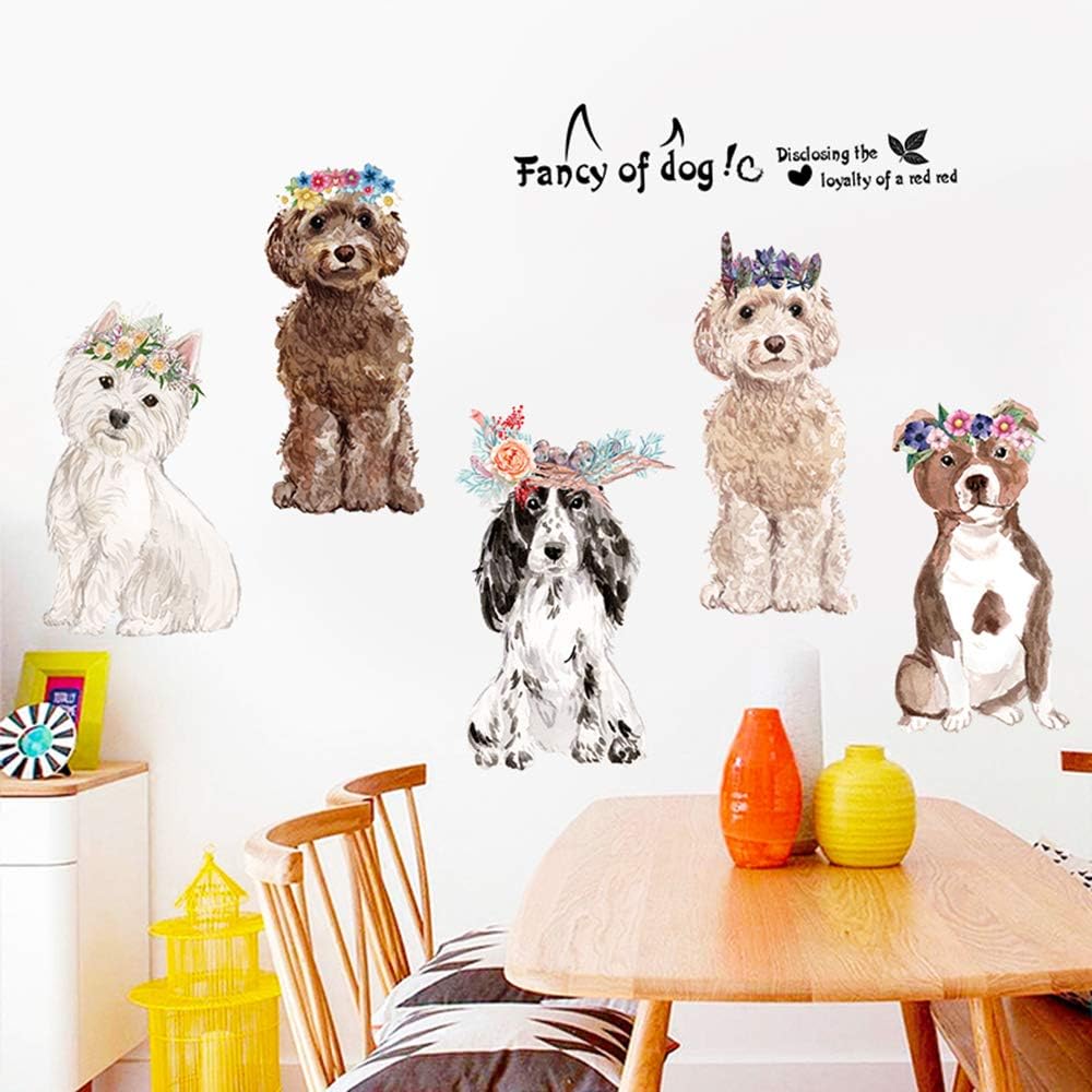 huangliao Fancy of Dog Wall Stickers Wall Decor for Bedroom Living Room Removable Vinyl Art Mural Decals for Girls Boys size 60x90 xl8359  kids Sticker