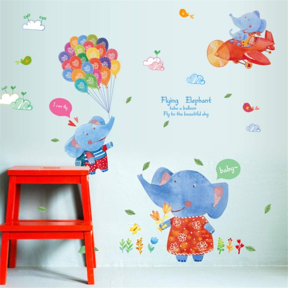 Sk7032  Elephant Kids Play Room Bedroom Nursery Kindergarten Removable Self-Adhesive Tile Wall Stickers