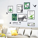 HEUREKA Green Plant with Zebra Design Peel and Stick Self Adhesive Wall Sticker (60 CM X 90 CM)