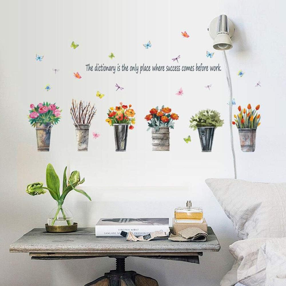 Q-T Sticker Potted Plant Living Room Bedroom Background Wall Plant Flower Wallpaper (Color size 50x70 sk7106
