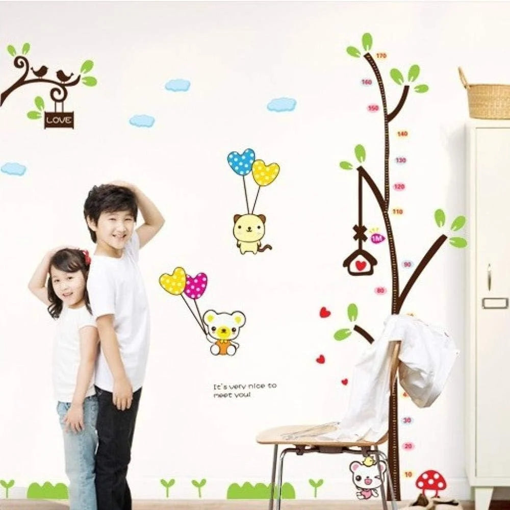 lovely wall paper tree Teddy bear decorate the classroom cartoon children room height sticker  isze 120x60cm  lc9015