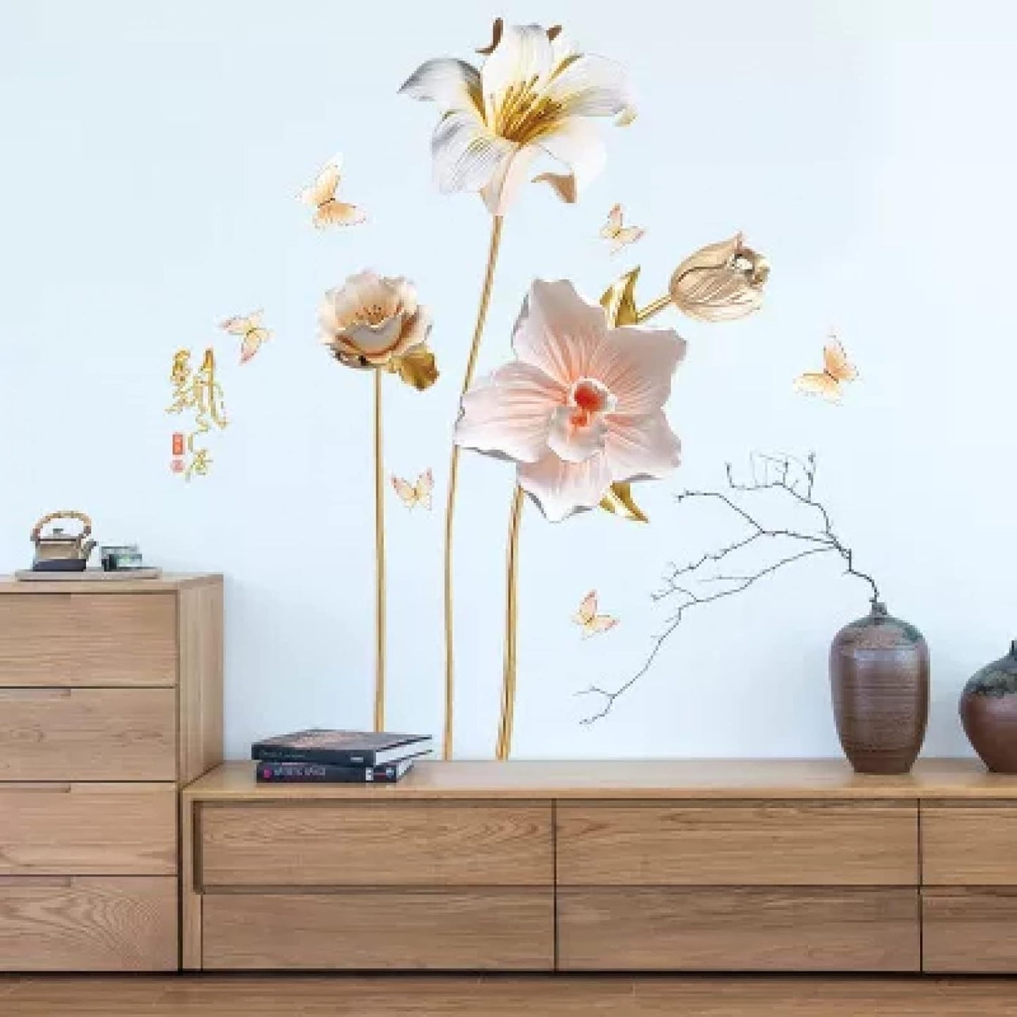 Relief Flower Wall Stickers Bedroom Decor Living Room Wall Decals Tv Sofa Background Decoration Wall Decor size 60x90 sk9288