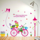 fashionbeautybuy Bike Flower Kite Wall Sticker Decal Home Decor PVC Murals Wallpaper House Art Picture Living Room Adult Senior Teen Kids Baby Bedroom Decoration size 50x70 xls7199