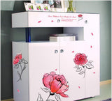Wall Decal Pink Rose Lily Daisy Magnolia Flower Romantic Vinyl Sticker for Bedroom Living Room (Romantic pink flower) size 50x70 ay7234