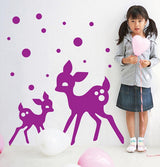BIBITIME Mom Baby Purple Sika Deer Wall Sticker Polk Dot Decals for Nursery Children Kids Room Decor Study Bedroom Vinyl Art Mural Stickers size 50x70 xh6030