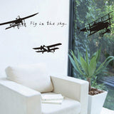 Wall Park Black Retro Aeroplane Removable Wall Stickers Ay6034