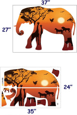 DNVEN 37 inches x 27 inches DIY Elephant Silhouette with Giraffe Lions Animals Wall Stickers Decals Decorations for Children Nursery Kids Room size 60x90 hm92002