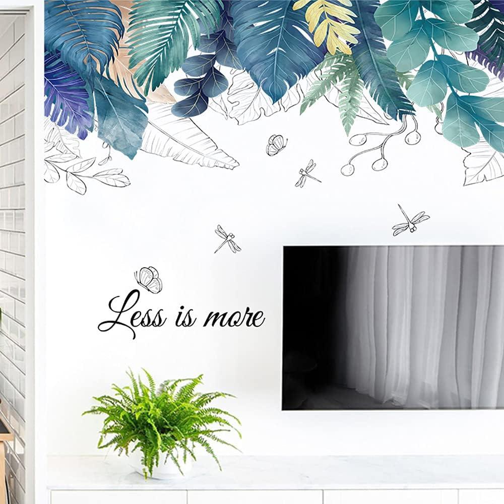 SENGTER Tropical Leaves Wall Decals Removable Jungle Green Palms Tree Plant Wall Stickers for Living Room Kids Room Bedroom Playroom Decor size 50x120 ht94012